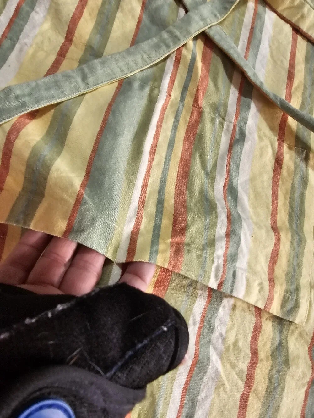 Crate & Barrel Unisex Multi Color Striped Cotton Kitchen Bib Apron with Pockets